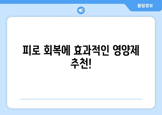 육체 피로 해소, 영양제와 균형 잡힌 식단으로! | 피로 회복, 건강 식단, 영양제 추천