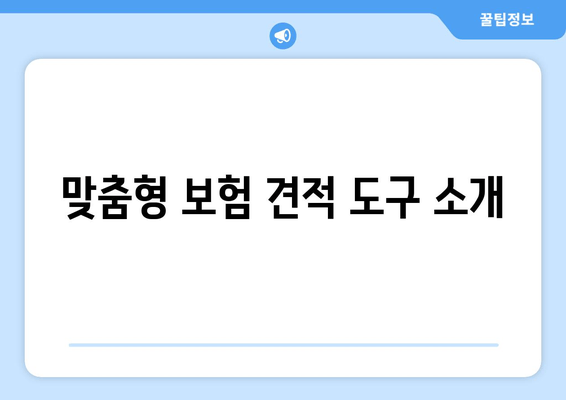 맞춤형 보험 견적 도구 소개