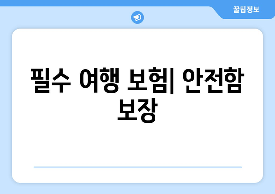 필수 여행 보험| 안전함 보장