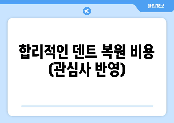 합리적인 덴트 복원 비용 (관심사 반영)