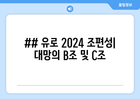 ## 유로 2024 조편성| 대망의 B조 및 C조