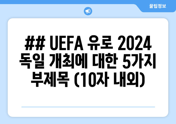 ## UEFA 유로 2024 독일 개최에 대한 5가지 부제목 (10자 내외)