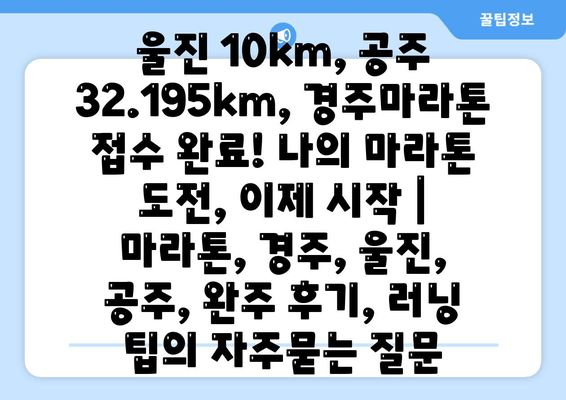 울진 10km, 공주 32.195km, 경주마라톤 접수 완료! 나의 마라톤 도전, 이제 시작 | 마라톤, 경주, 울진, 공주, 완주 후기, 러닝 팁