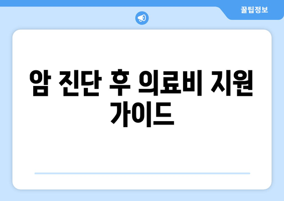 암 진단 후 의료비 지원 가이드