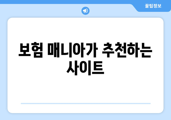 보험 매니아가 추천하는 사이트