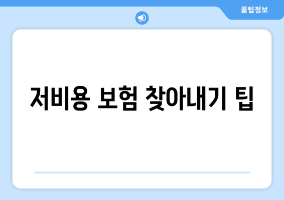 저비용 보험 찾아내기 팁