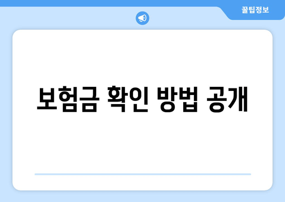 보험금 확인 방법 공개