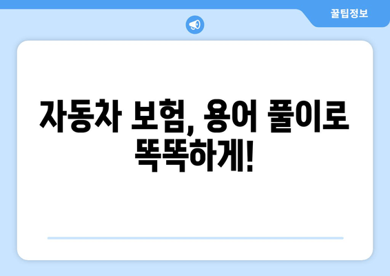 자동차 보험, 용어 풀이로 똑똑하게!