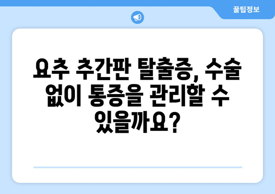 요추 추간판 탈출증 수술 대안| 통증 관리 옵션 탐구 | 비수술적 치료, 재활, 예방 솔루션