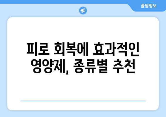 육체적 피로, 영양제로 쉽게 관리하는 방법 | 피로 회복, 영양제 추천, 건강 관리