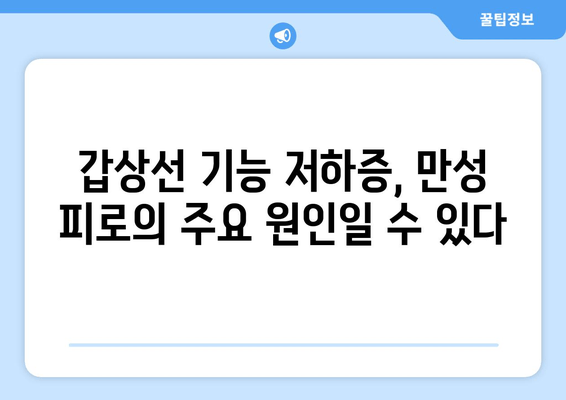 갑상선 기능 저하증, 만성 피로의 원인일까요? | 갑상선 기능 저하증, 만성 피로, 증상, 진단, 치료