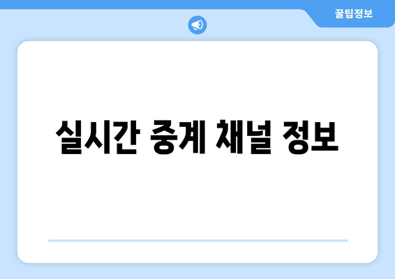 실시간 중계 채널 정보