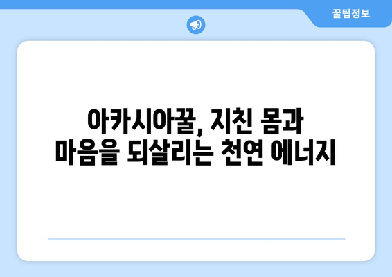 아카시아꿀의 놀라운 효능| 천연 피로 회복제로써의 효과 | 피로 해소, 면역력 강화, 수면 개선