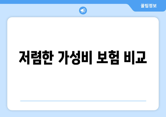 저렴한 가성비 보험 비교