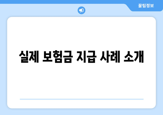 실제 보험금 지급 사례 소개