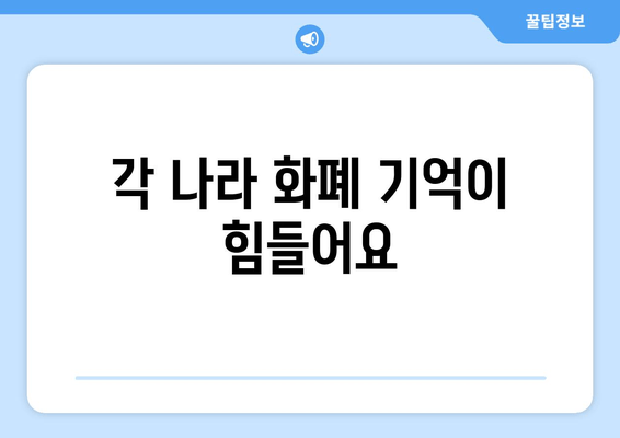 각 나라 화폐 기억이 힘들어요