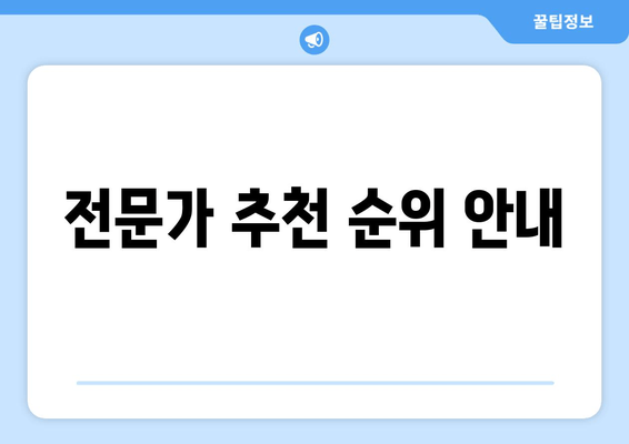 전문가 추천 순위 안내