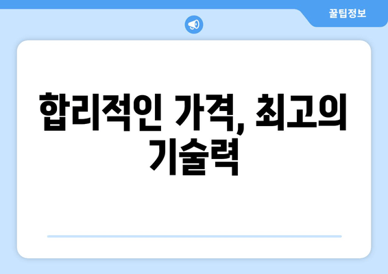 합리적인 가격, 최고의 기술력