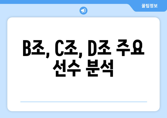 B조, C조, D조 주요 선수 분석