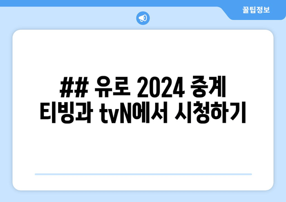 ## 유로 2024 중계 티빙과 tvN에서 시청하기