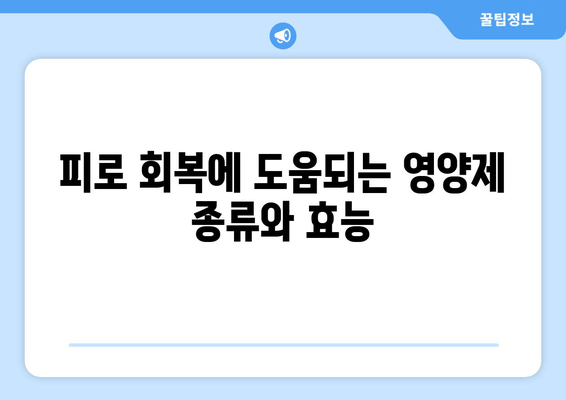 육체 피로, 영양제로 이겨내는 효과적인 방법 | 피로 회복, 영양제 추천, 건강 관리