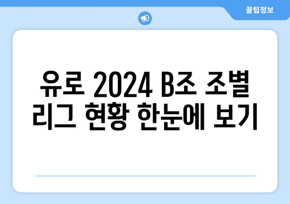 유로 2024 B조 조별 리그 현황 한눈에 보기