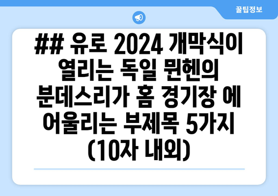 ## 유로 2024 개막식이 열리는 독일 뮌헨의 분데스리가 홈 경기장 에 어울리는 부제목 5가지 (10자 내외)