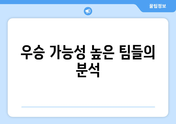 우승 가능성 높은 팀들의 분석