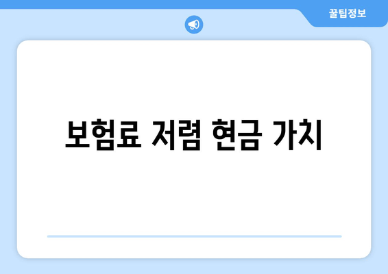 보험료 저렴 현금 가치