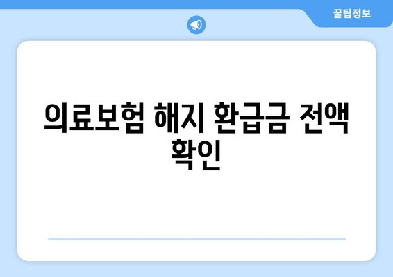 의료보험 해지 환급금 전액 확인