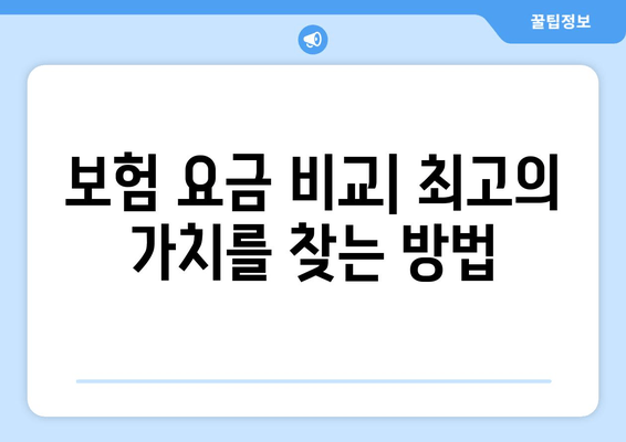 보험 요금 비교| 최고의 가치를 찾는 방법