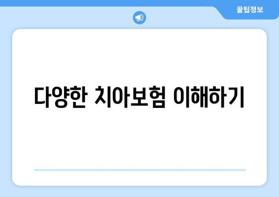 다양한 치아보험 이해하기