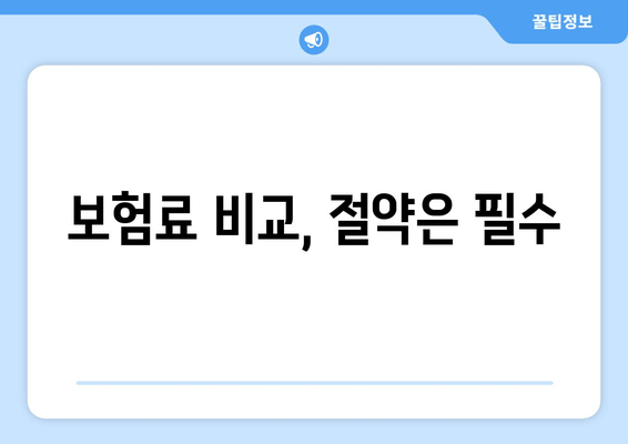 보험료 비교, 절약은 필수