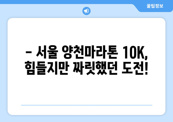 2024 서울 양천마라톤 10K 완주 후기| 힘들지만 짜릿했던 도전! | 양천구, 마라톤 대회, 참가 후기, 10km, 완주, 후기