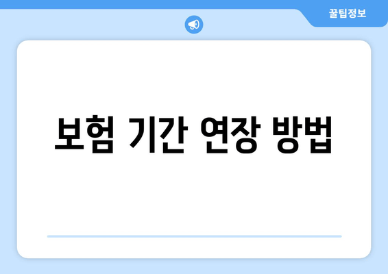 보험 기간 연장 방법