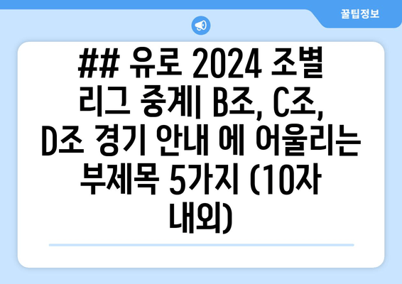 ## 유로 2024 조별 리그 중계| B조, C조, D조 경기 안내 에 어울리는 부제목 5가지 (10자 내외)