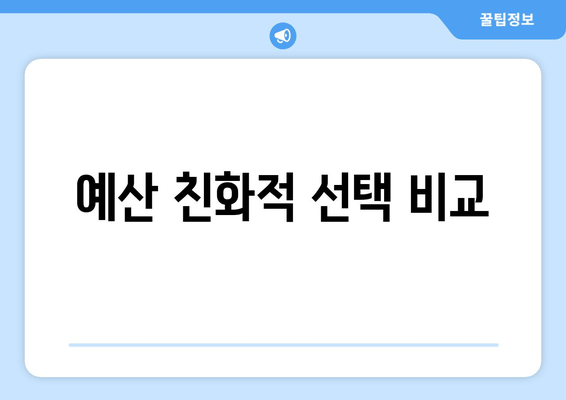 예산 친화적 선택 비교