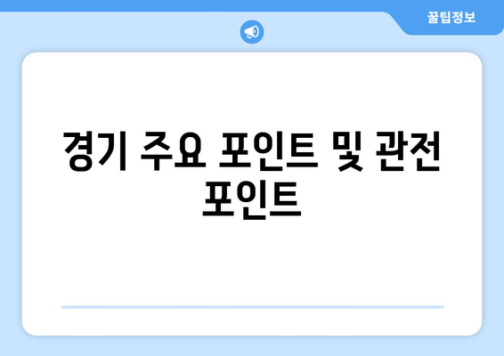 경기 주요 포인트 및 관전 포인트