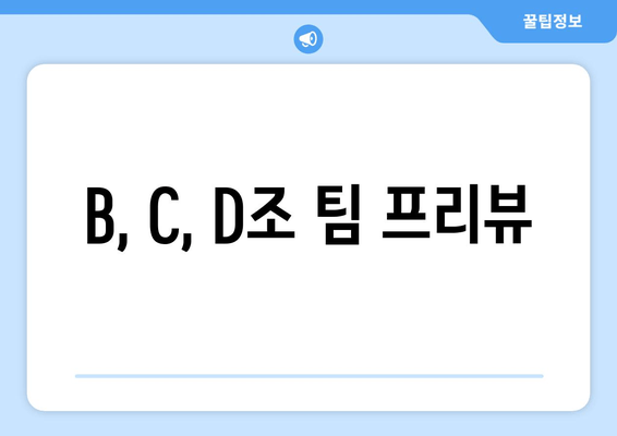 B, C, D조 팀 프리뷰