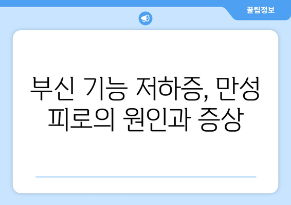 부신 기능 저하증, 피로 회복 위한 치료법과 관리 가이드 | 부신 기능 저하증, 만성 피로, 스트레스, 건강 관리