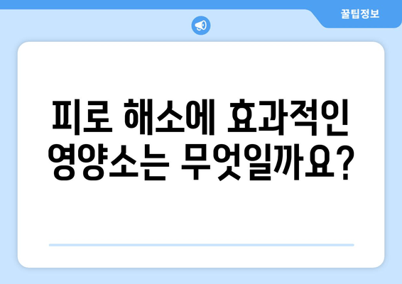 만성 피로 증후군 극복을 위한 영양제 & 음식 가이드 | 피로 해소, 건강 관리, 체력 증진