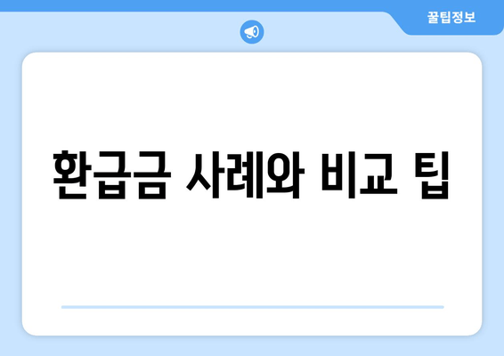 환급금 사례와 비교 팁