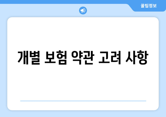 개별 보험 약관 고려 사항