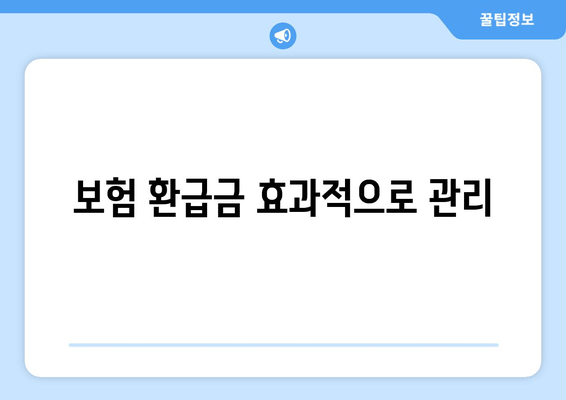 보험 환급금 효과적으로 관리