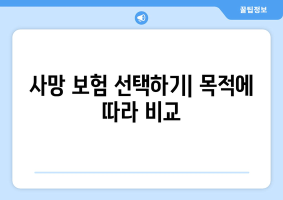 사망 보험 선택하기| 목적에 따라 비교