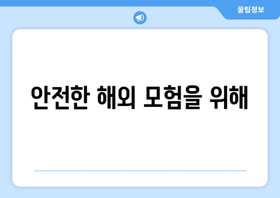 안전한 해외 모험을 위해