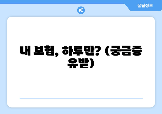 내 보험, 하루만? (궁금증 유발)