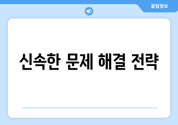 신속한 문제 해결 전략