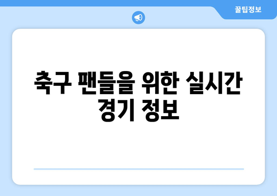 축구 팬들을 위한 실시간 경기 정보