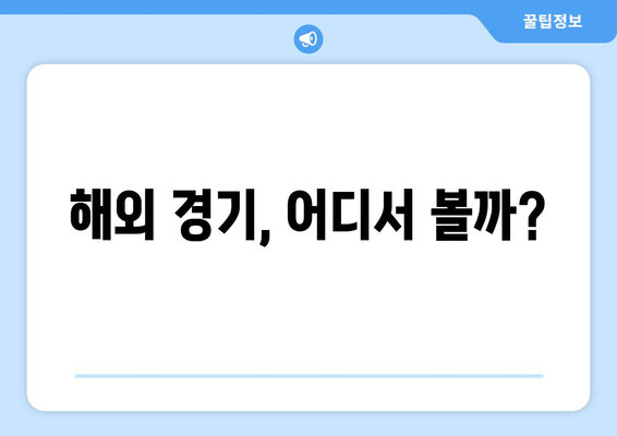 해외 경기, 어디서 볼까?